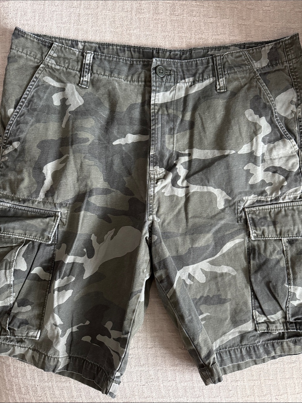 Men's  BK Camo Cargo Shorts - Green Camouflage, Size:38